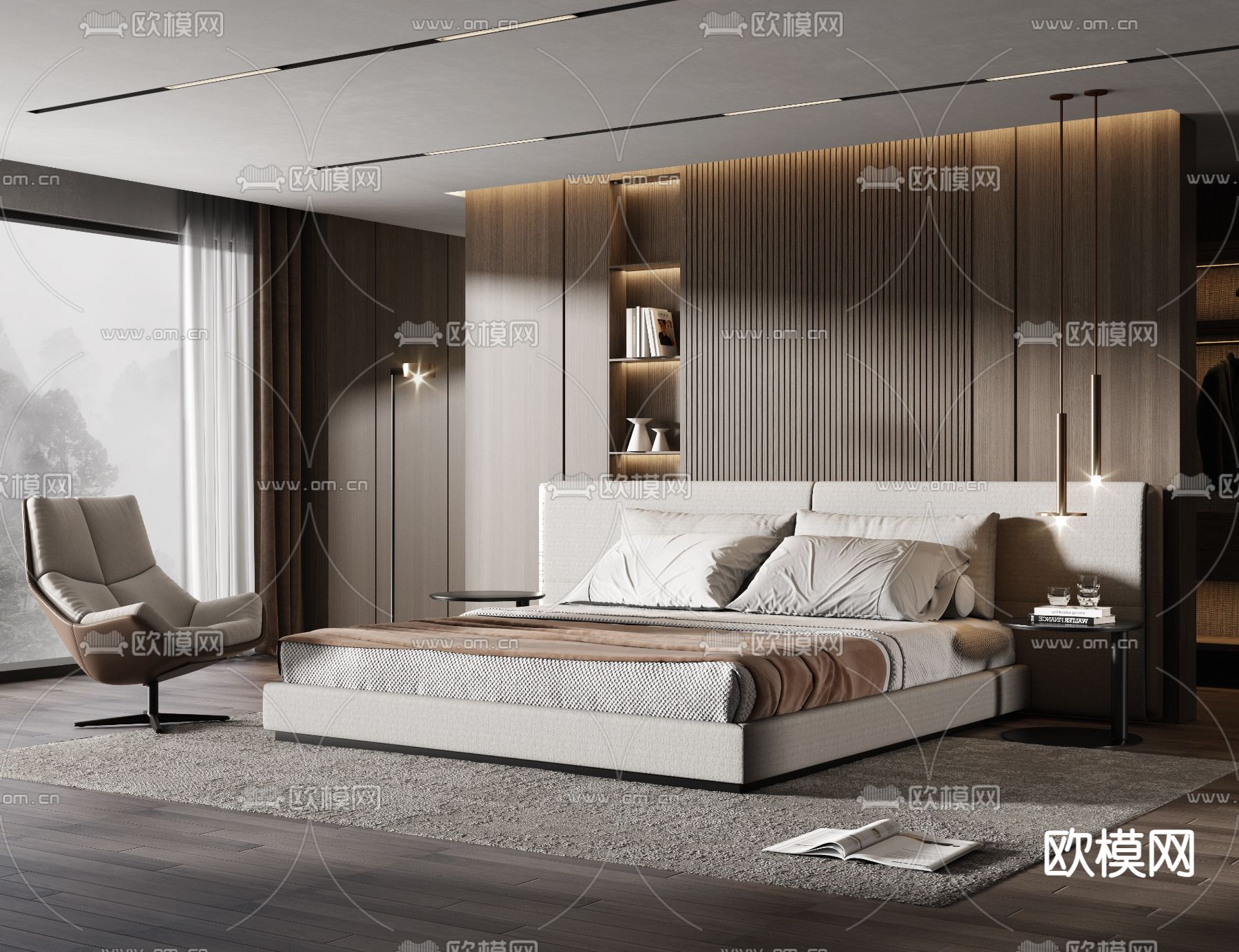 Minotti 双人床3d模型下载（渲染图1）