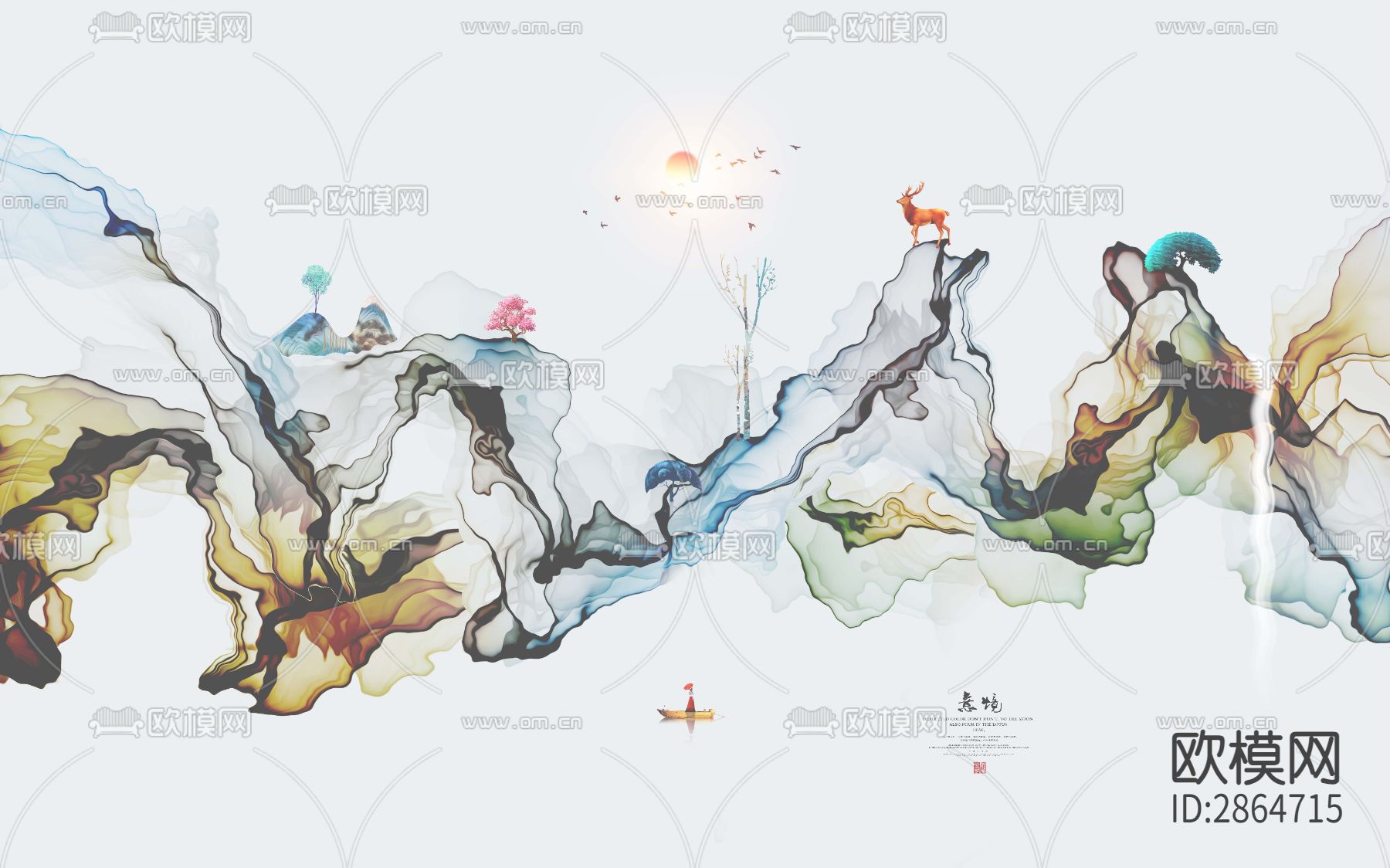 新中式装饰画下载（渲染图6）