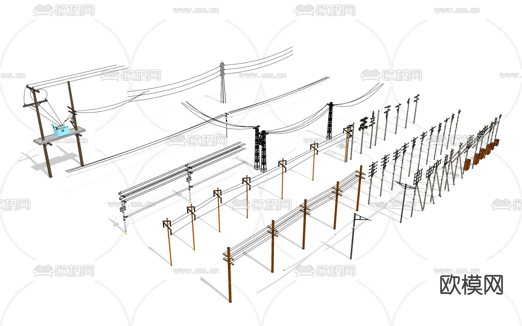 高压电线杆su模型下载（渲染图1）