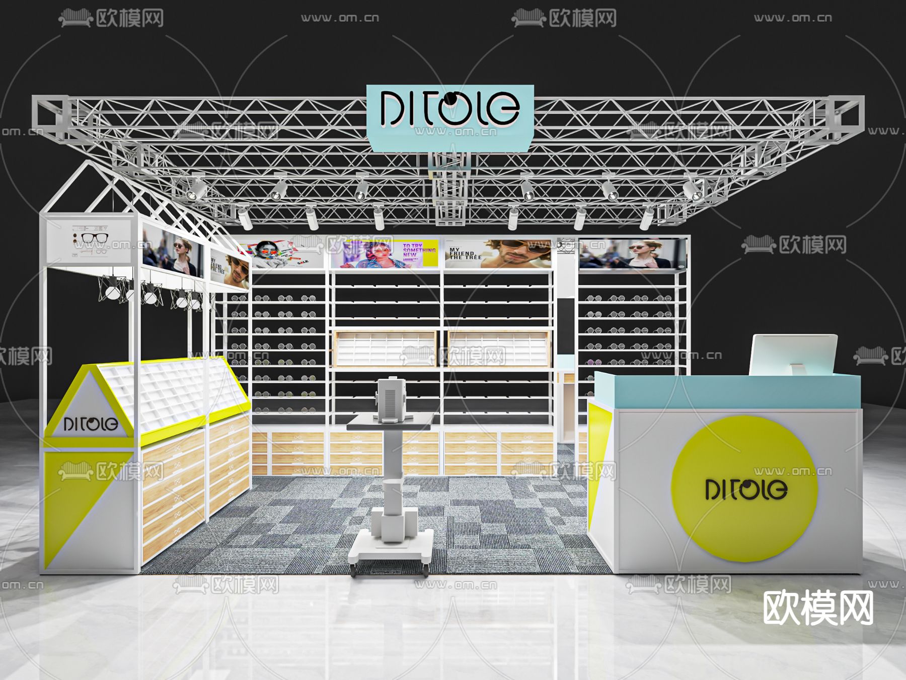 现代眼镜店su模型下载（渲染图1）