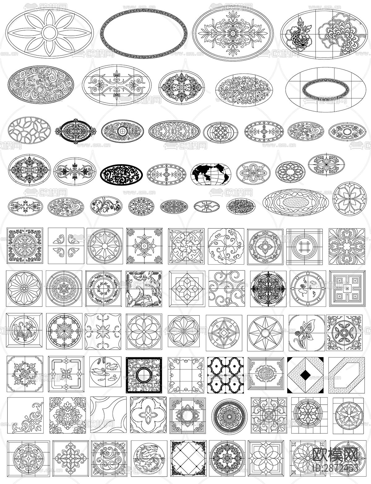 地面拼花cad图块下载（渲染图9）