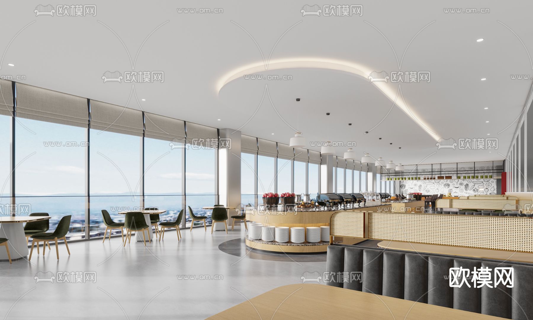 自助餐厅 全日制餐厅3d模型下载