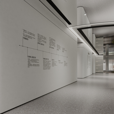  现代公司走廊su模型 