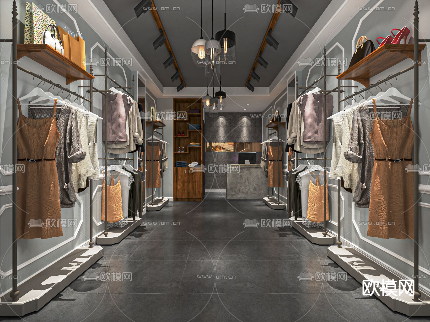 简欧服装店su模型下载（渲染图1）