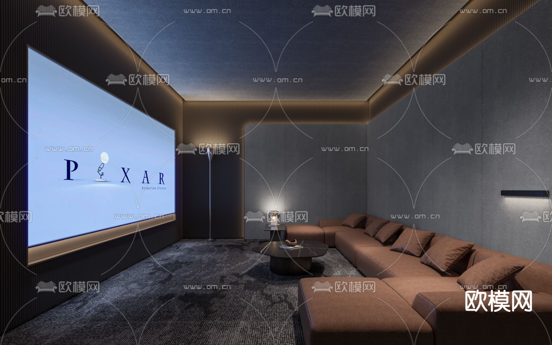 现代影音室 家庭影院 私人影院3d模型下载