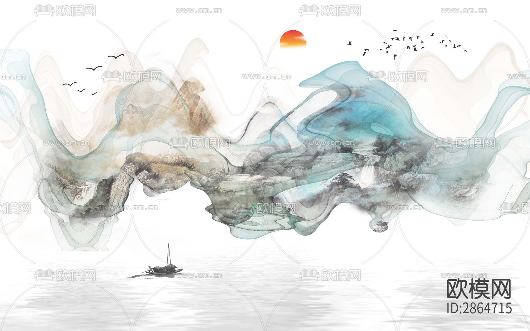 新中式装饰画下载（渲染图3）