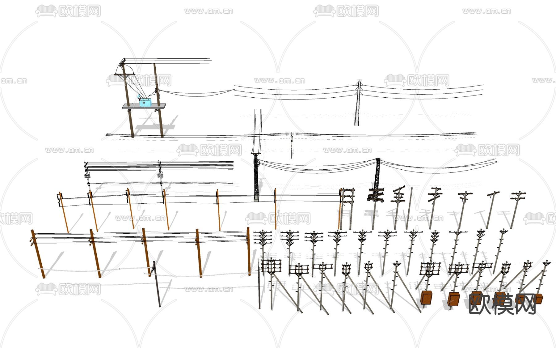 高压电线杆su模型下载（渲染图2）