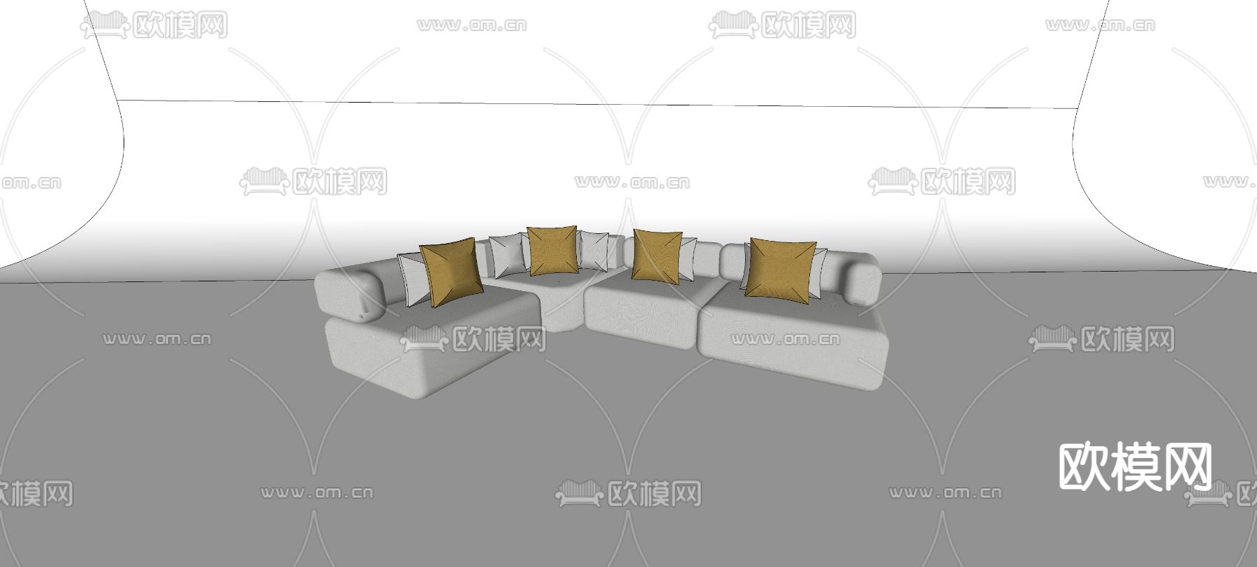 现代转角沙发su模型下载（渲染图3）