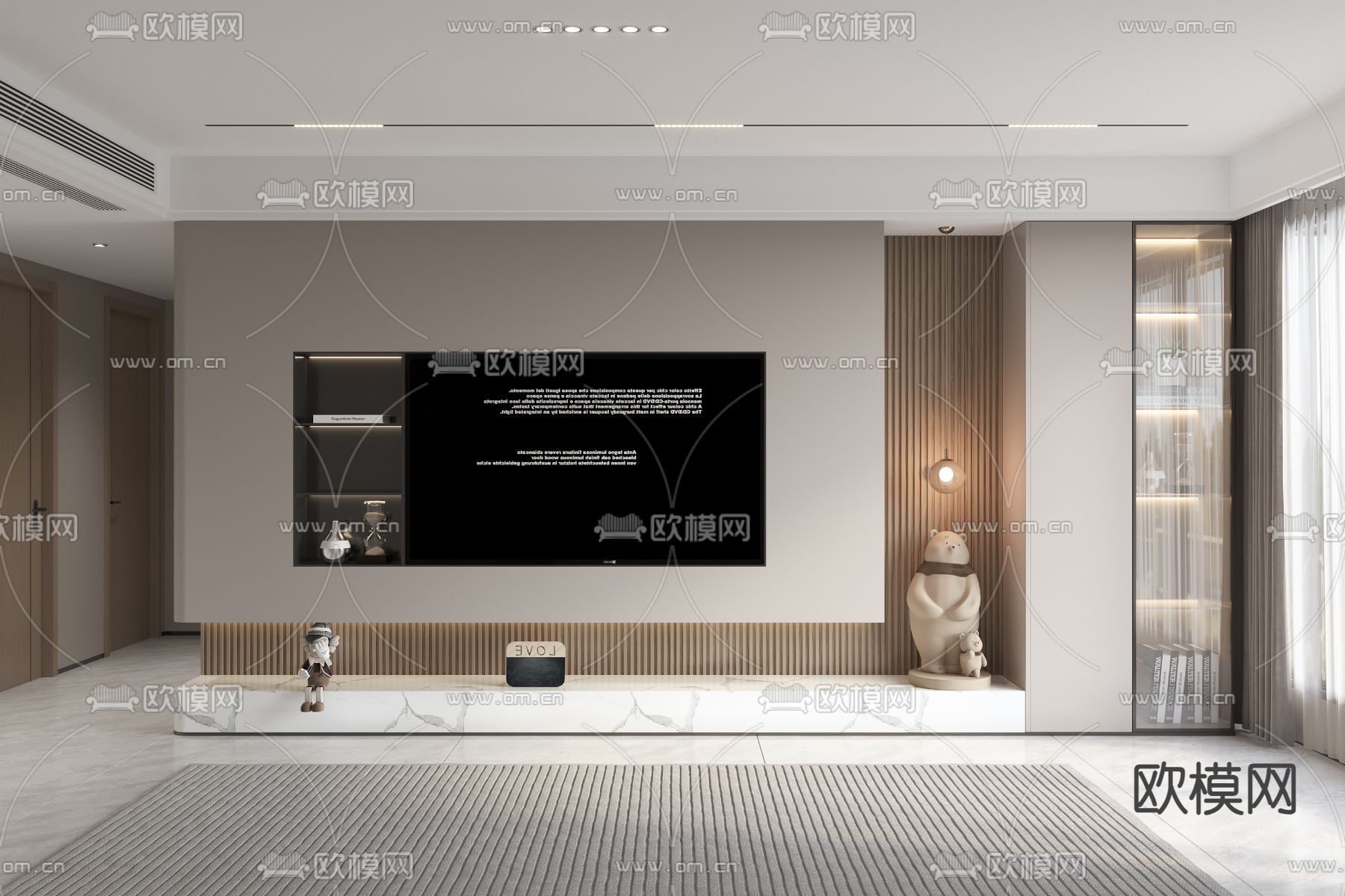 电视背景墙3d模型下载