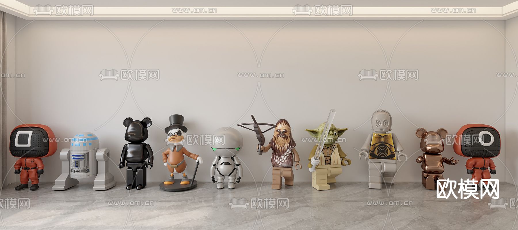 潮玩 暴力熊 公仔 摆件 鱿鱼游戏3d模型下载