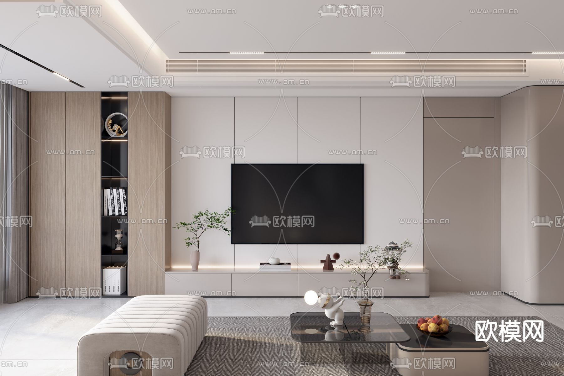 电视背景墙3d模型下载