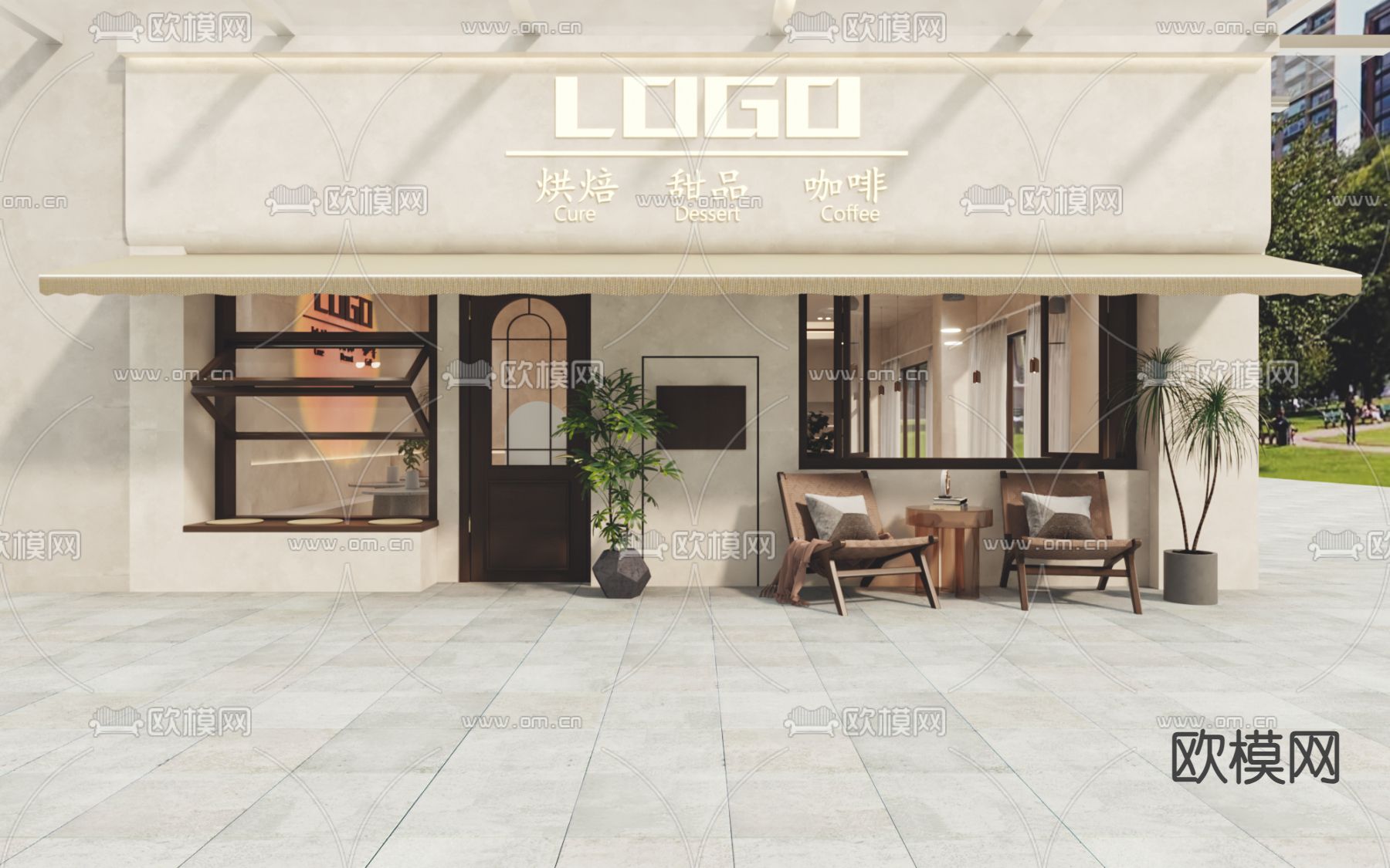 咖啡店门头 门面3d模型下载