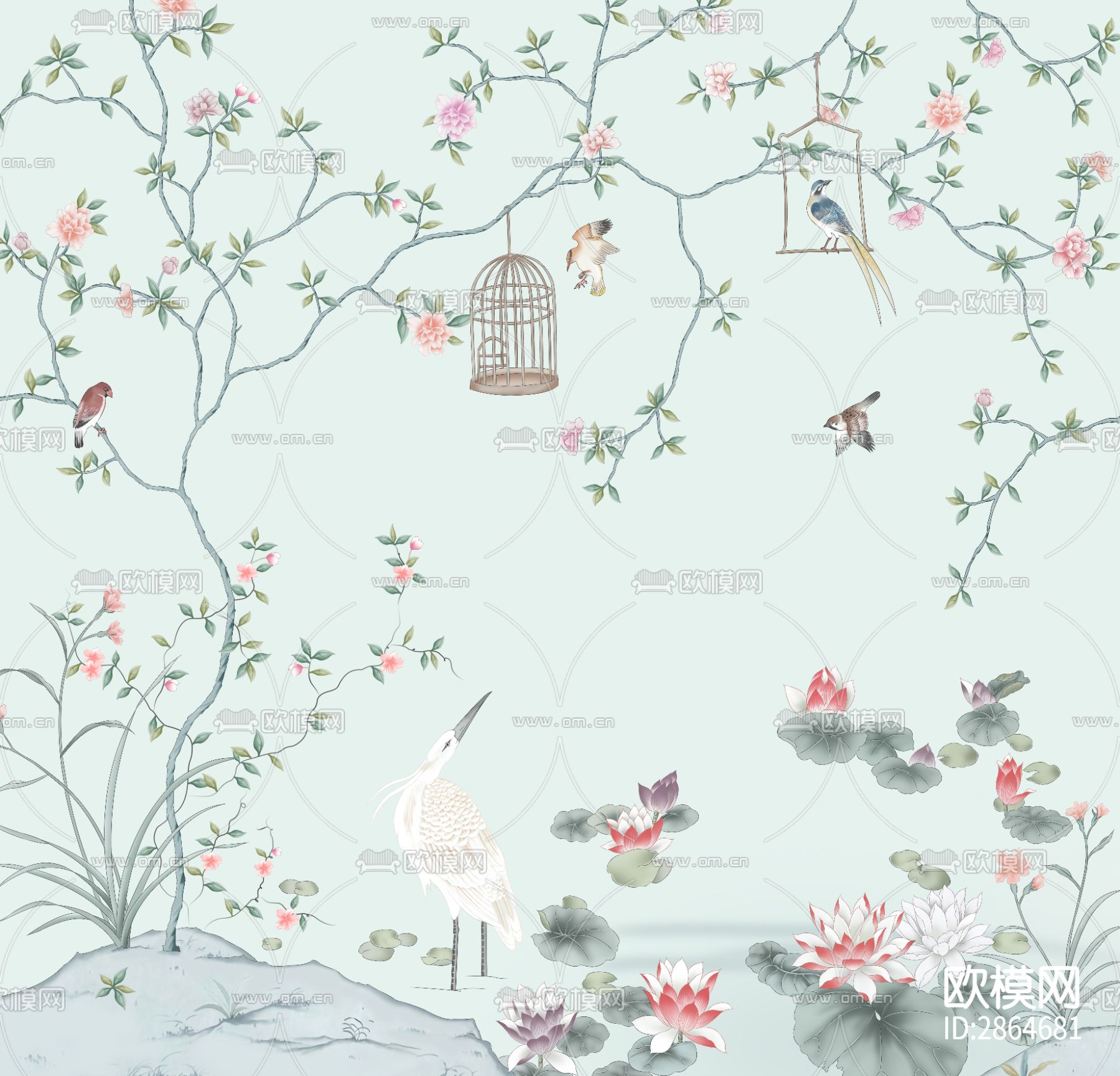 新中式花鸟画下载（渲染图6）