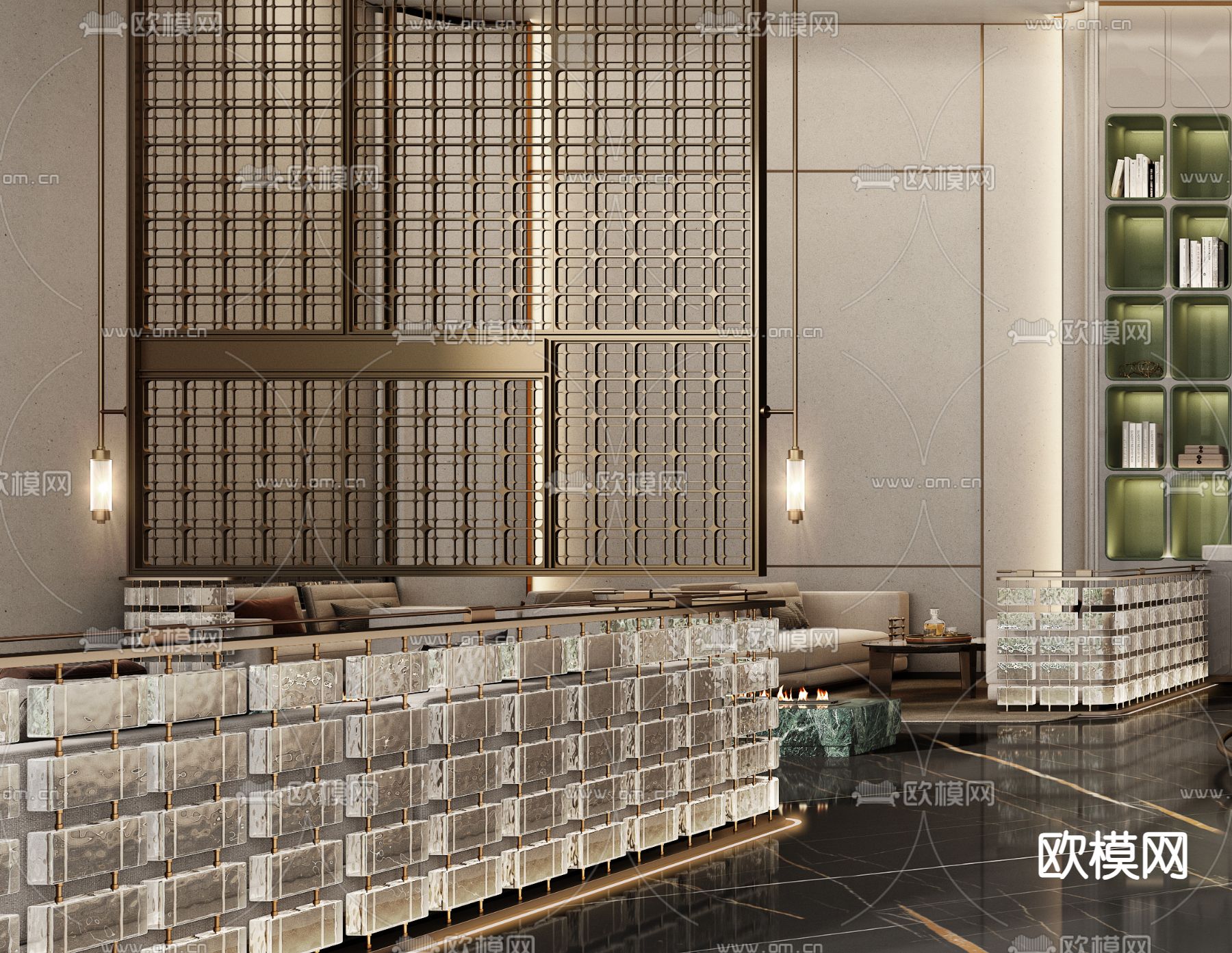 售楼处洽谈区 沙盘区 水吧区3d模型下载（渲染图2）
