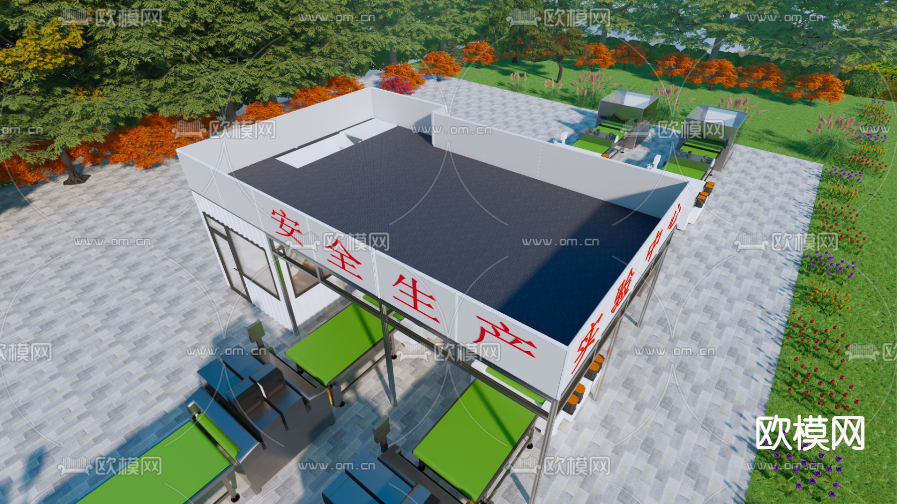 工业风集装箱建筑su模型下载（渲染图2）