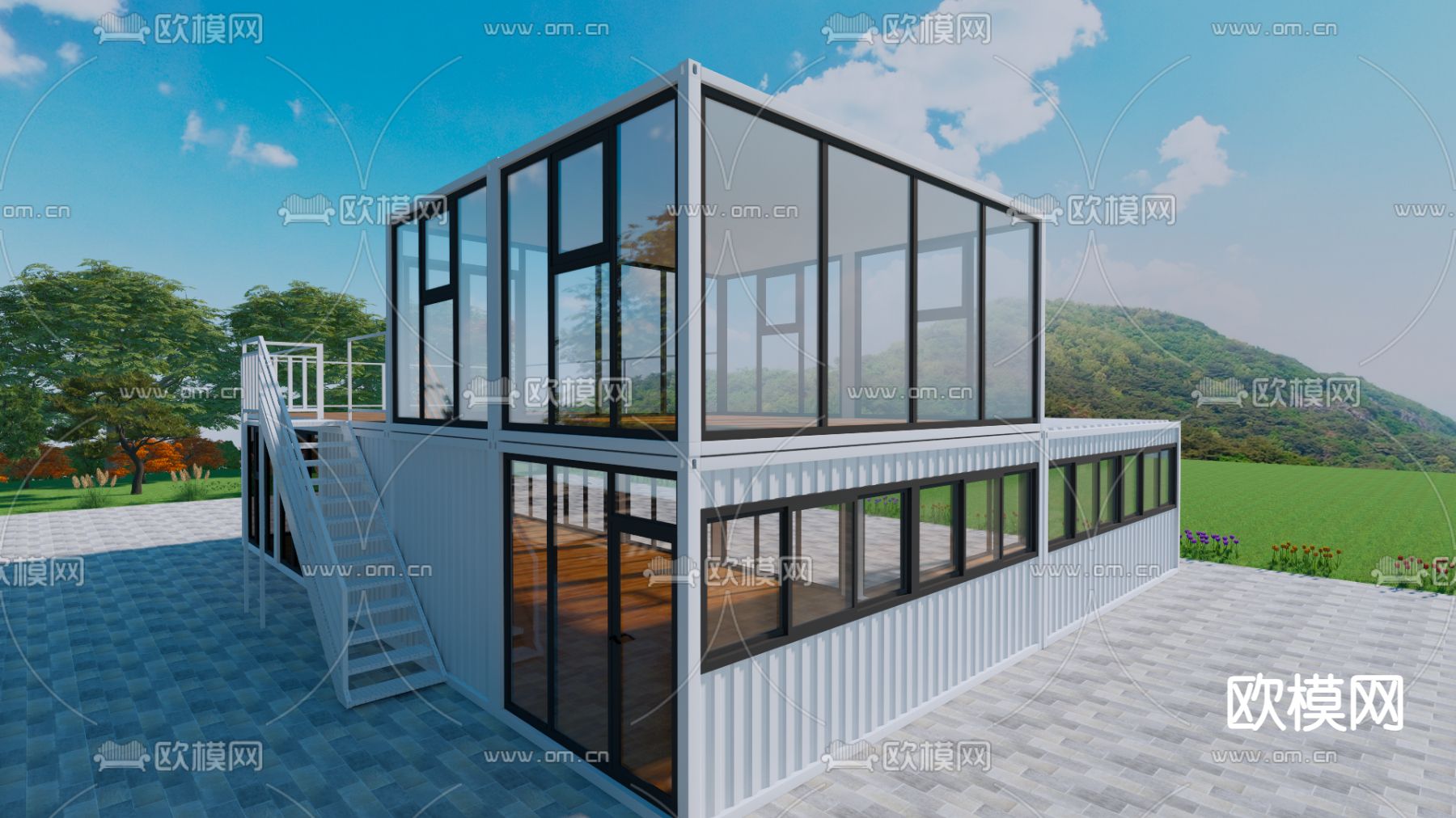 集装箱建筑su模型下载（渲染图2）