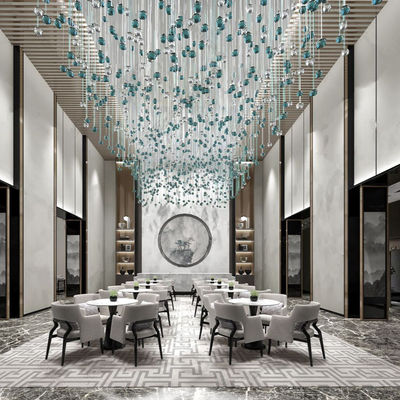  新中式售楼部 洽谈区su模型 