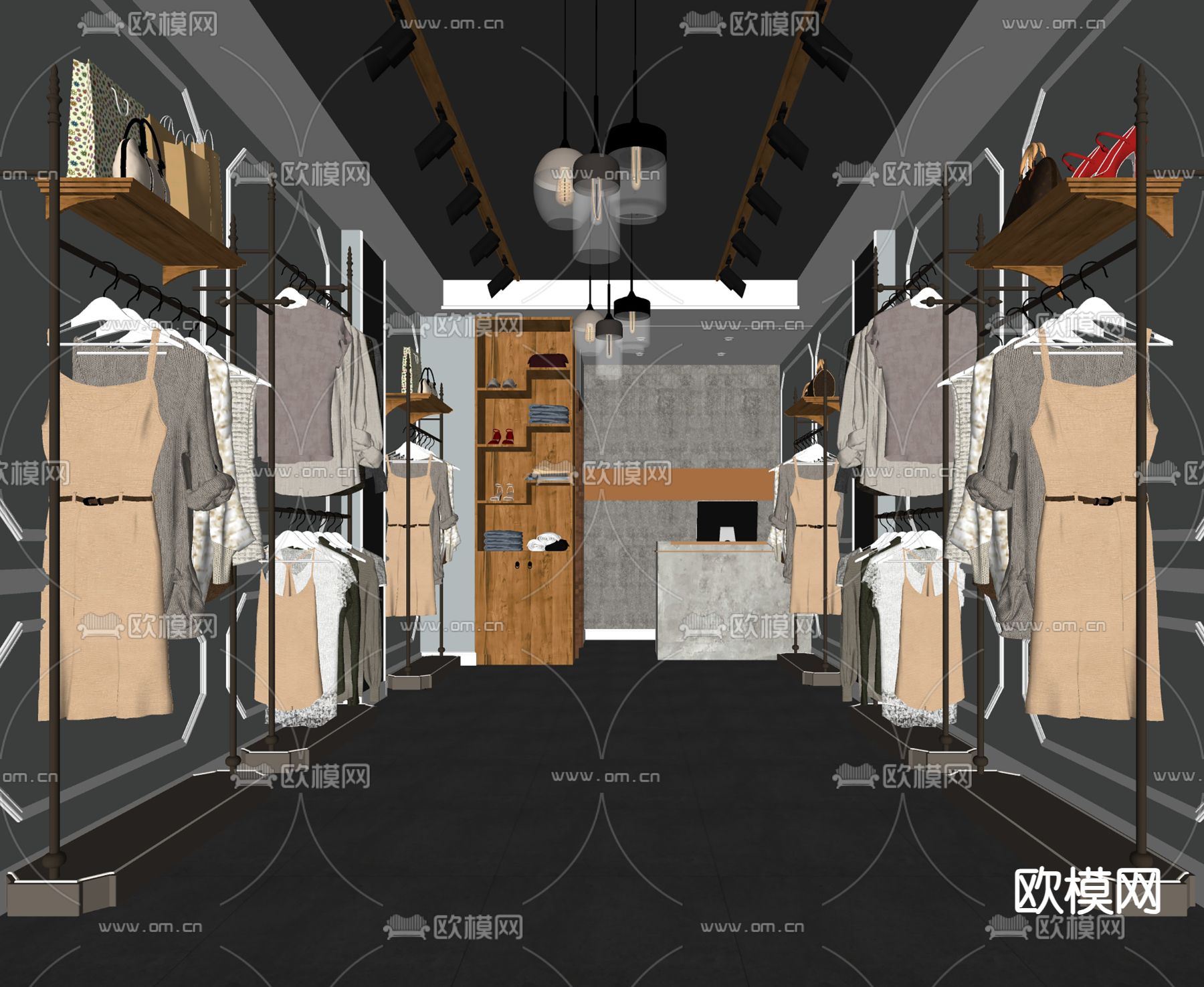简欧服装店su模型下载（渲染图2）