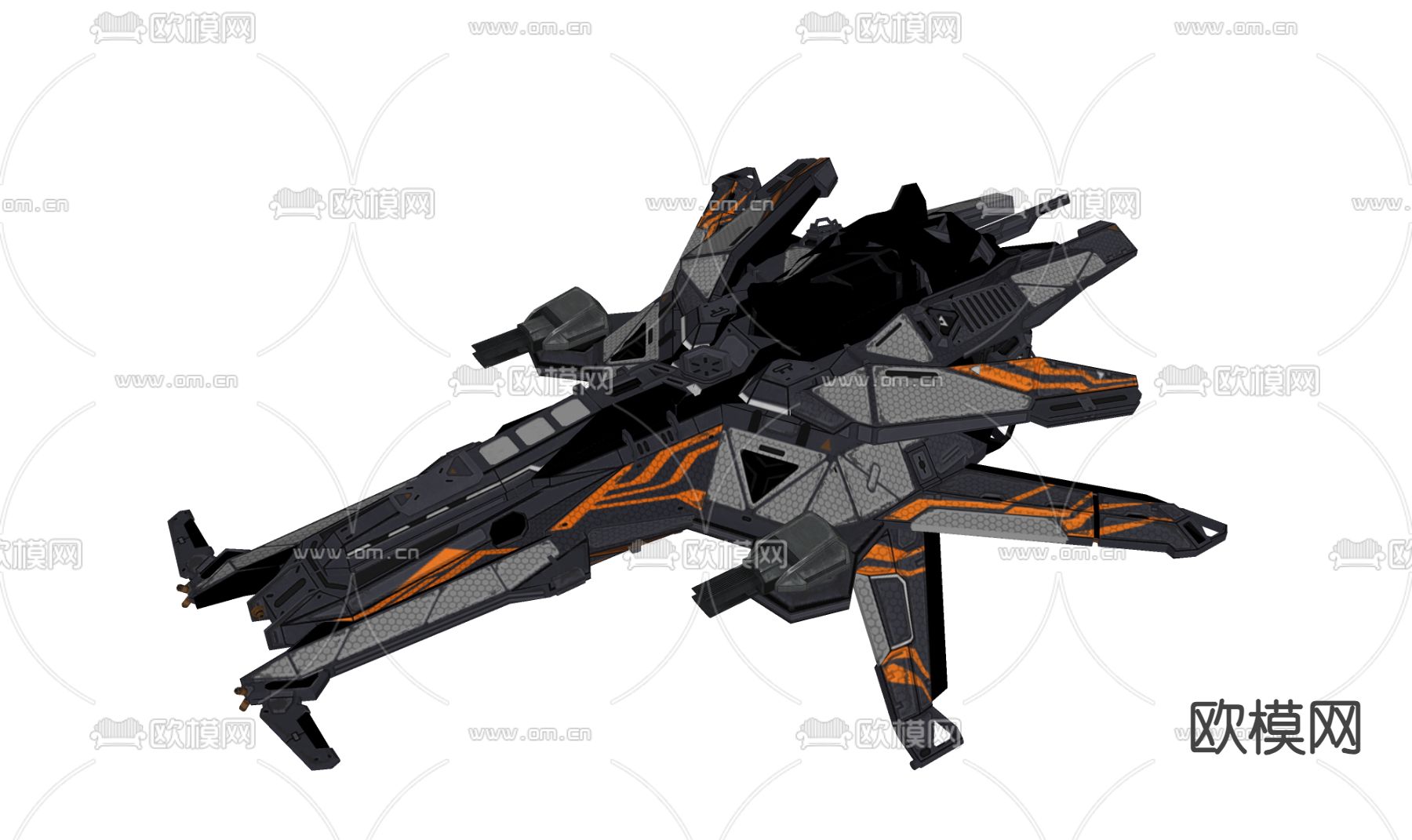 科技感飞行器 宇宙飞船su模型下载（渲染图2）