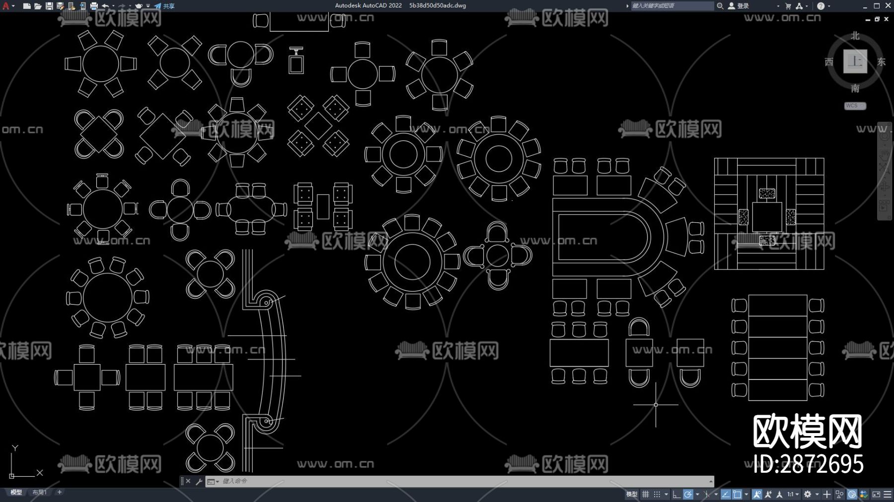 餐桌椅cad图块下载