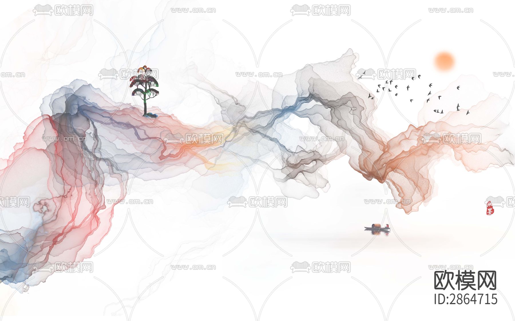 新中式装饰画下载（渲染图1）