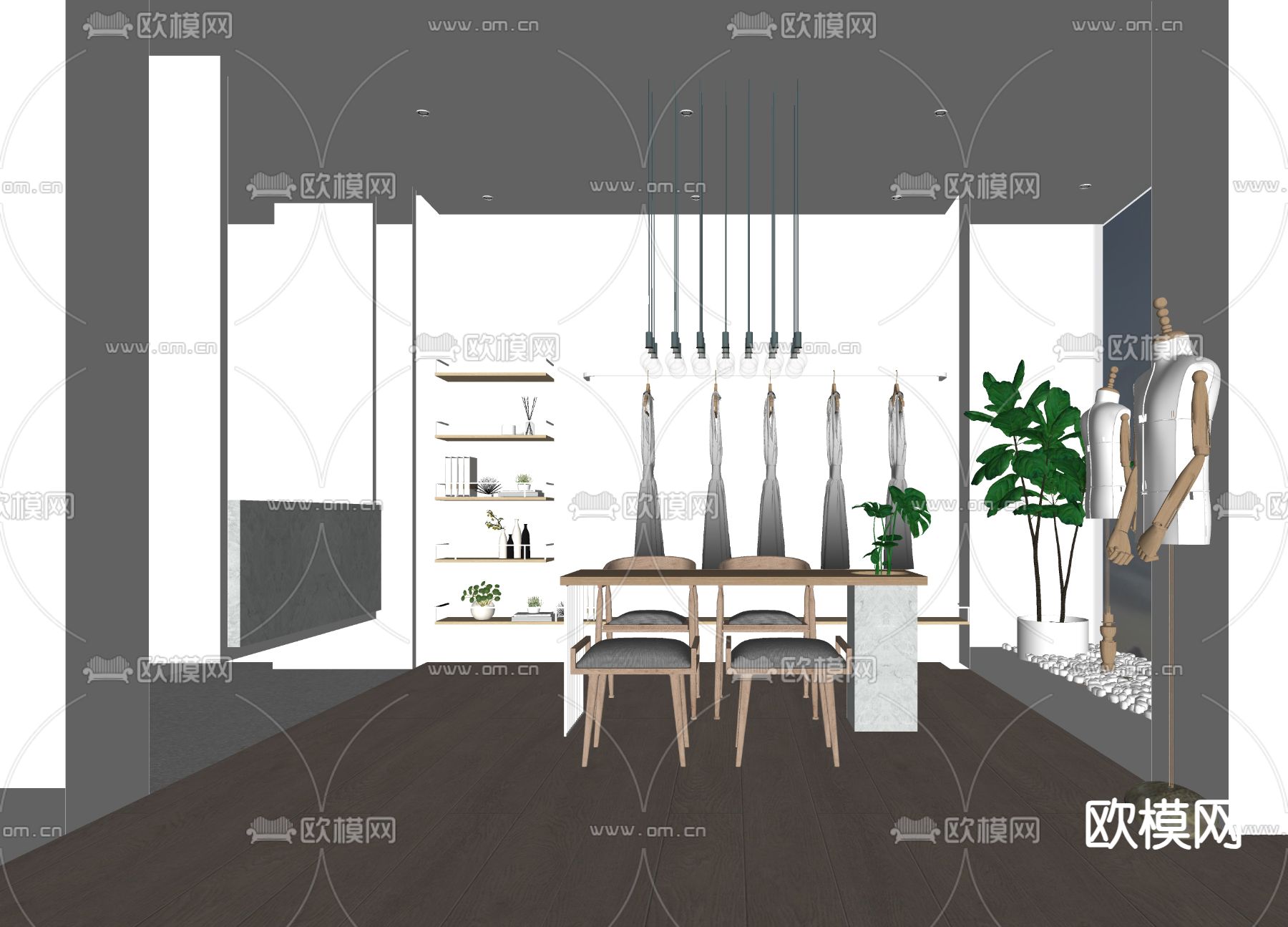 现代服装店su模型下载（渲染图2）