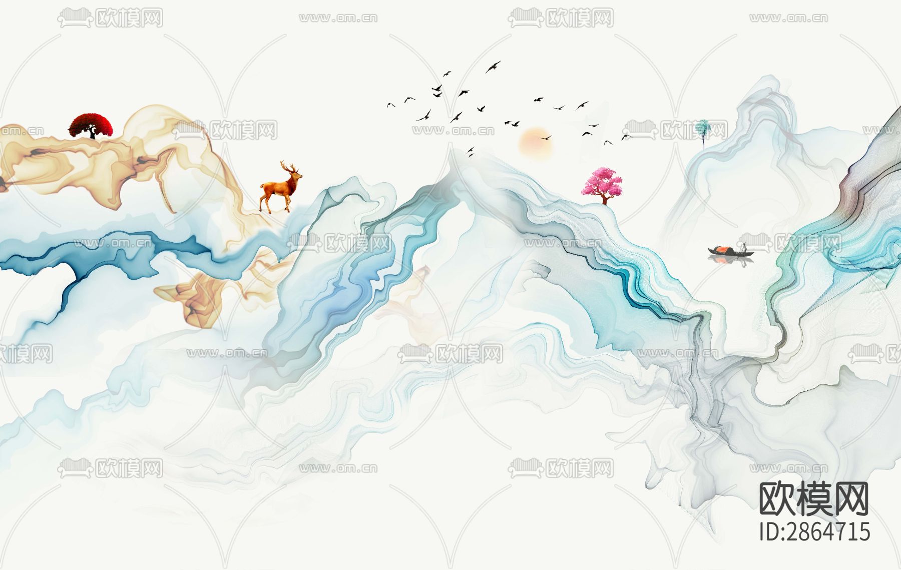 新中式装饰画下载（渲染图4）