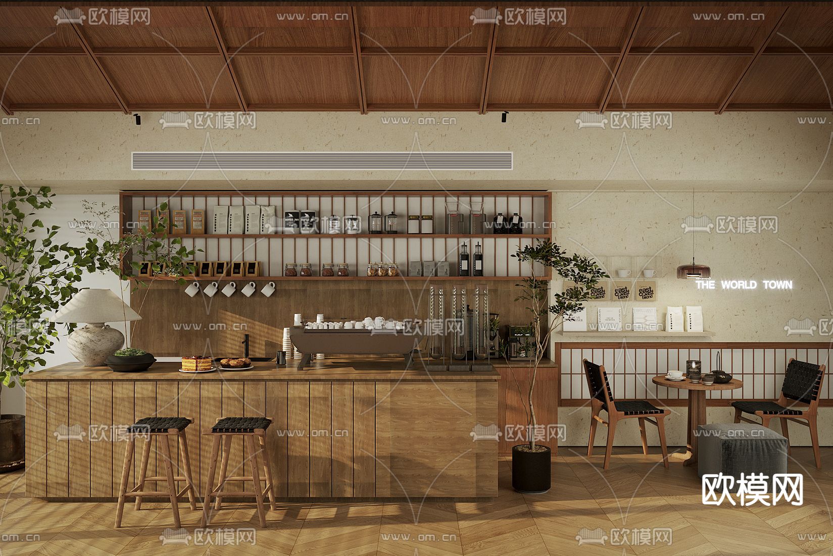 侘寂咖啡厅 咖啡工作台su模型下载（渲染图1）