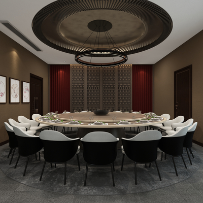  中餐厅包房su模型 