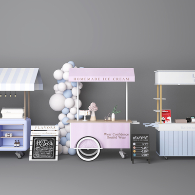  售货车 贩卖车su模型 