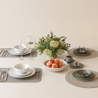  餐具 碗碟刀叉 酒杯su模型 