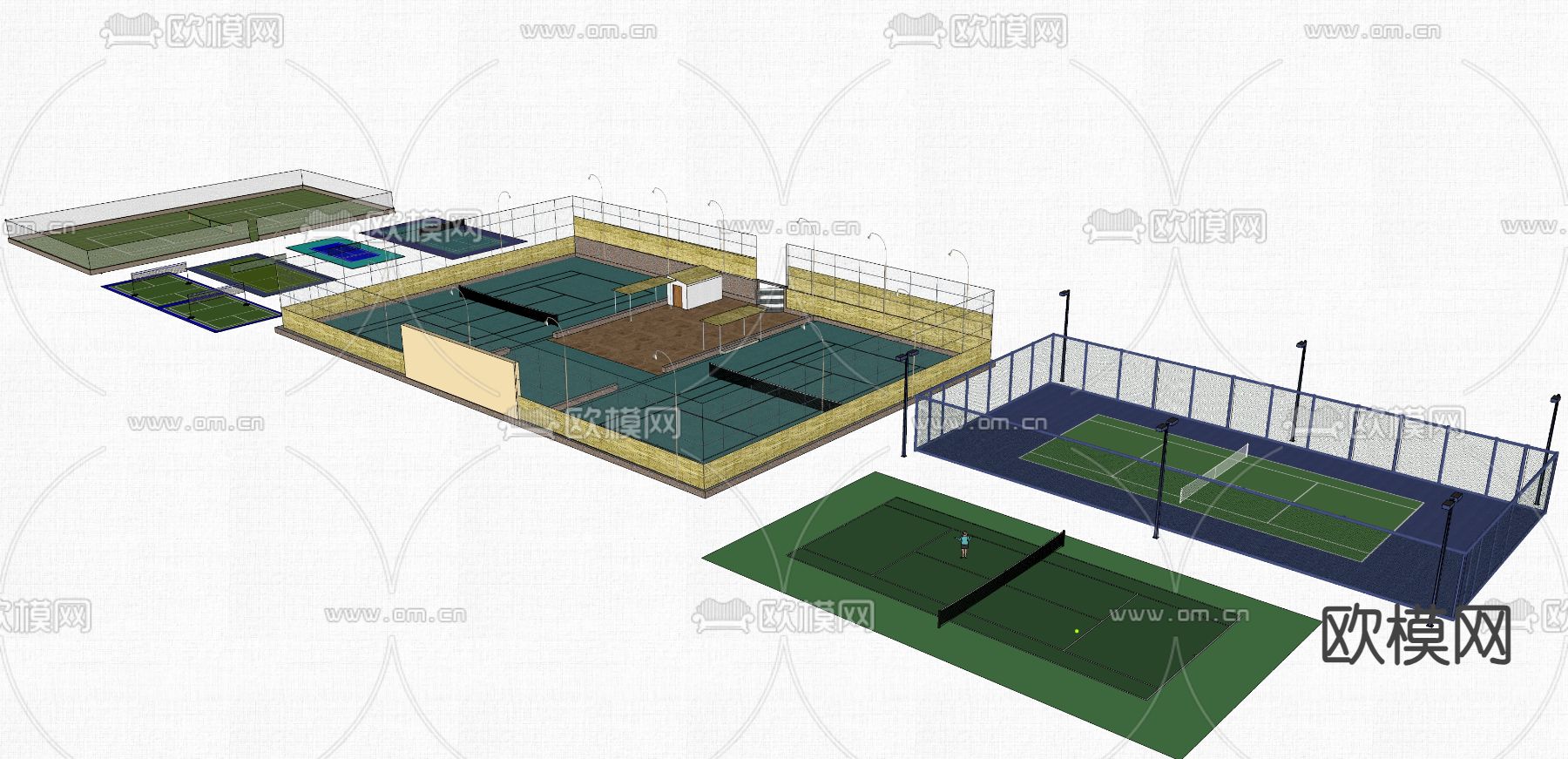 羽毛球场地su模型下载（渲染图2）