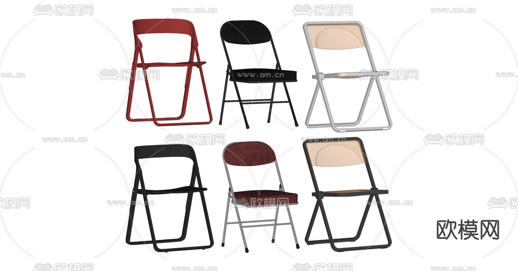 现代折叠椅su模型下载（渲染图2）