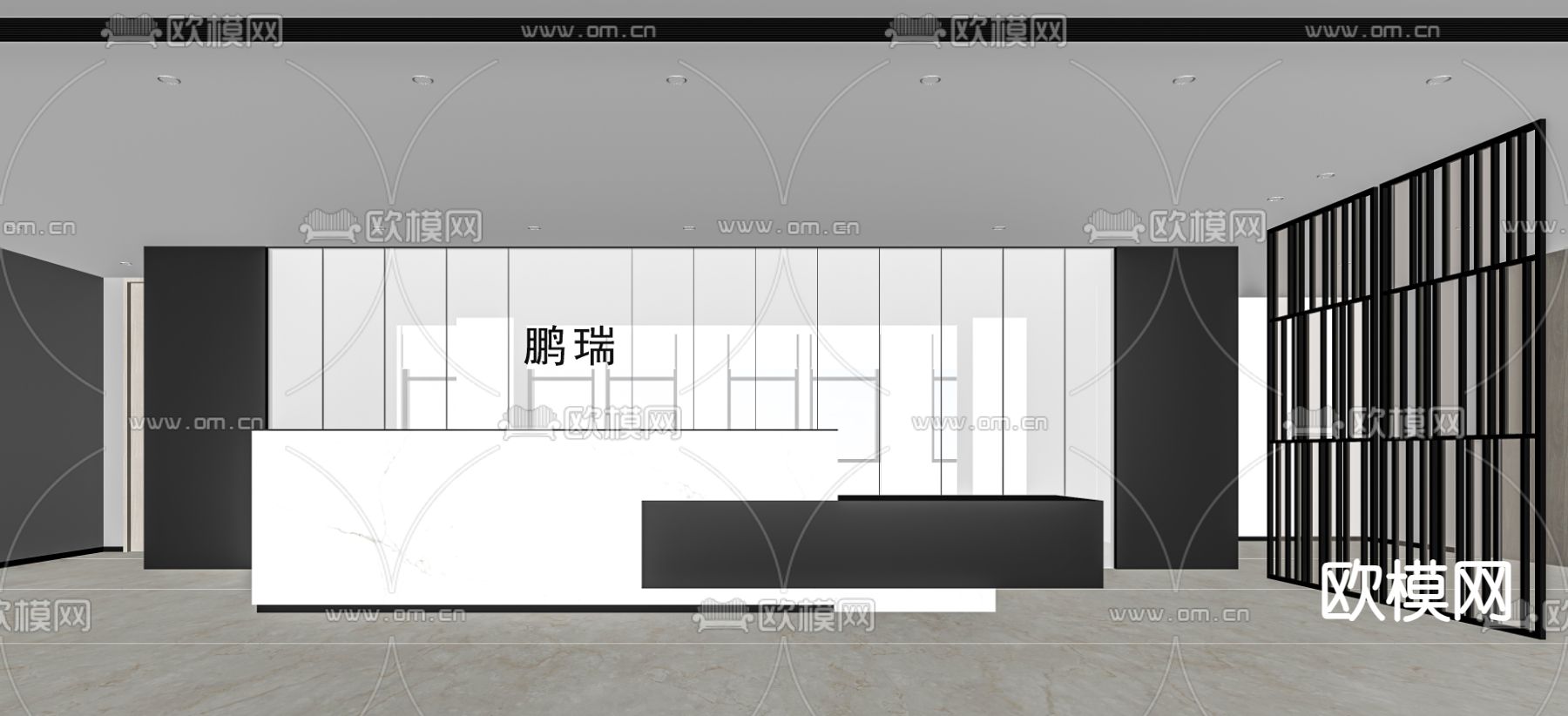 现代公司前台su模型下载（渲染图2）