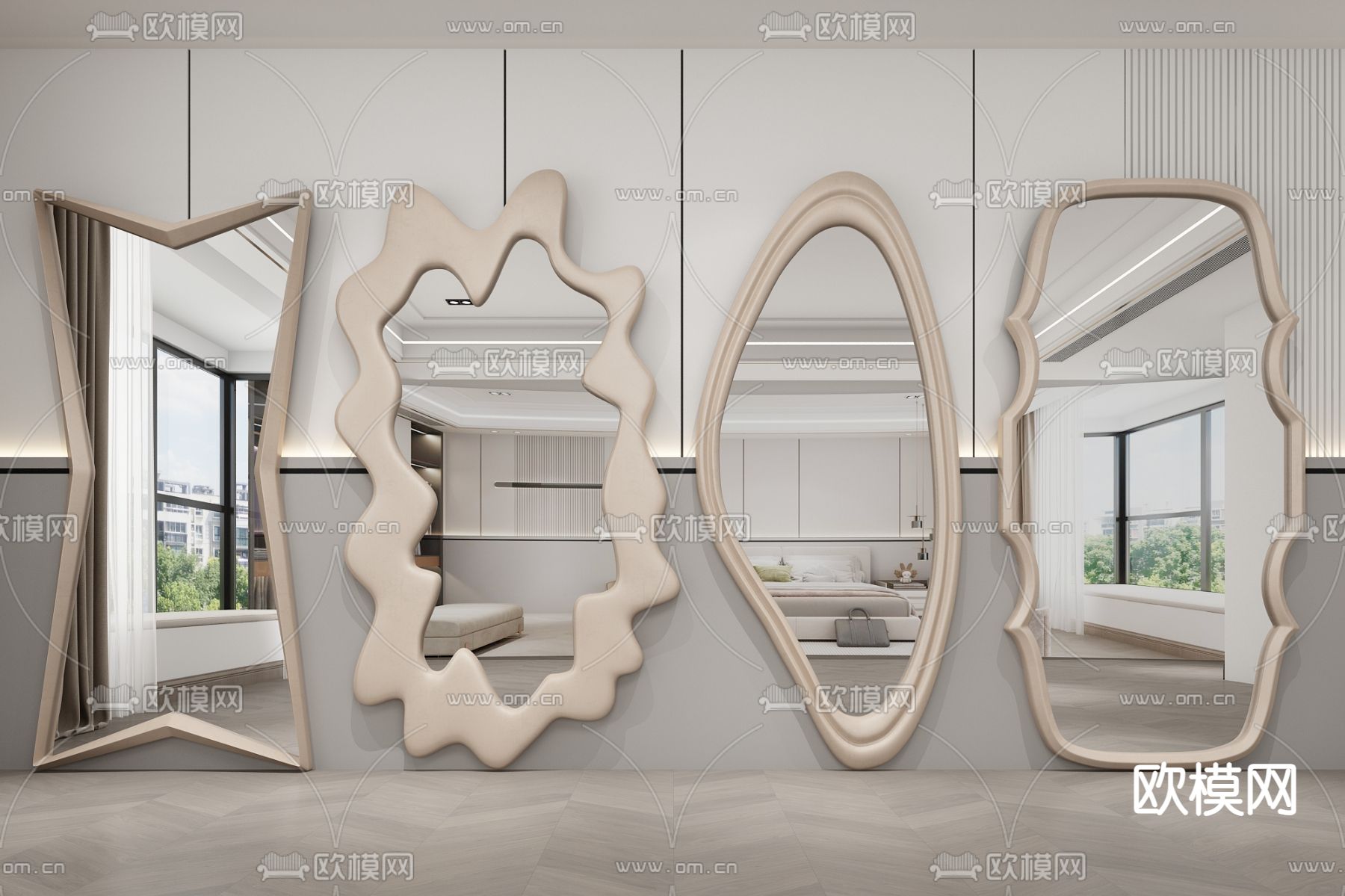 异形镜子 全身镜 穿衣镜3d模型下载