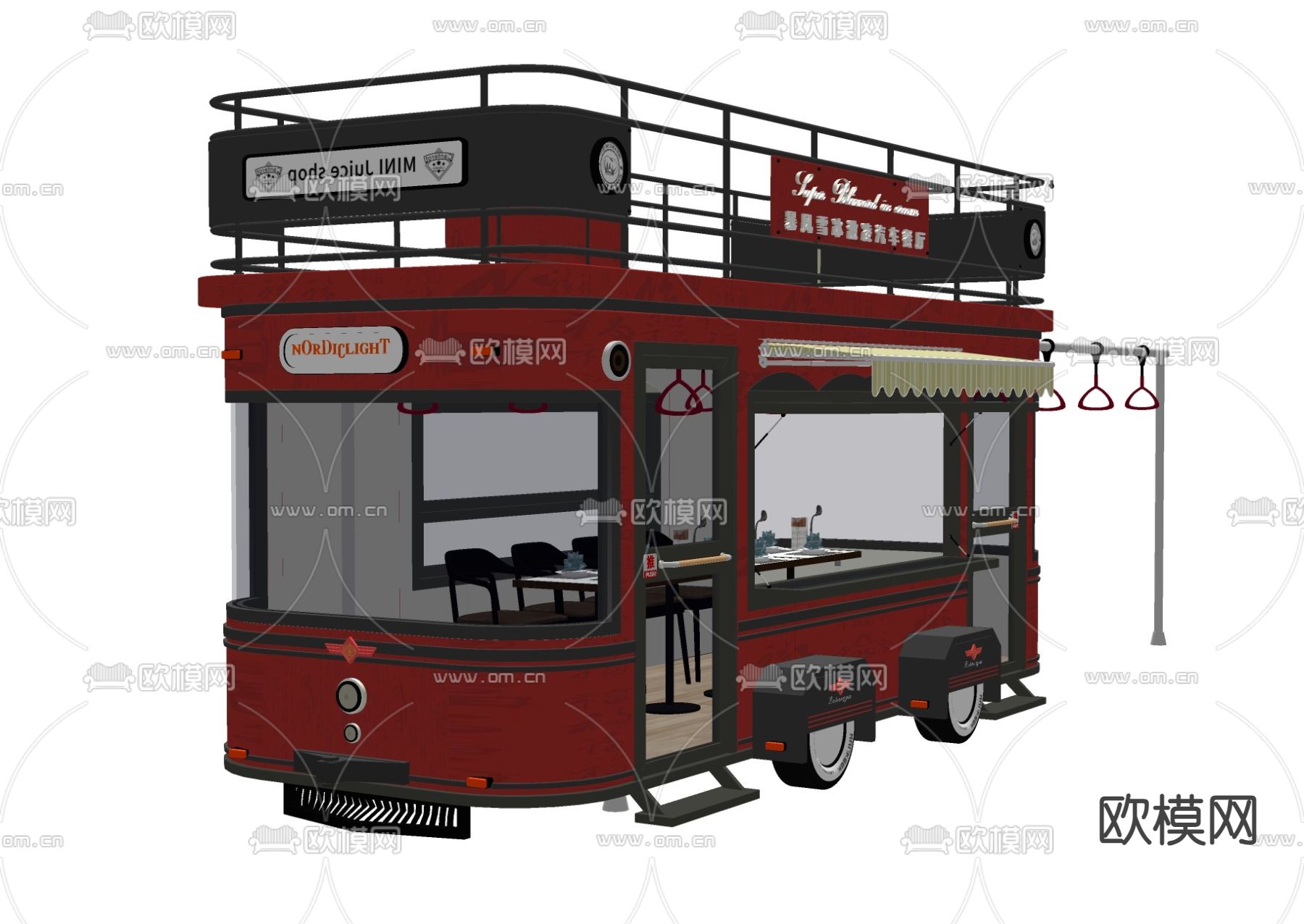 外卖车 餐车su模型下载（渲染图2）