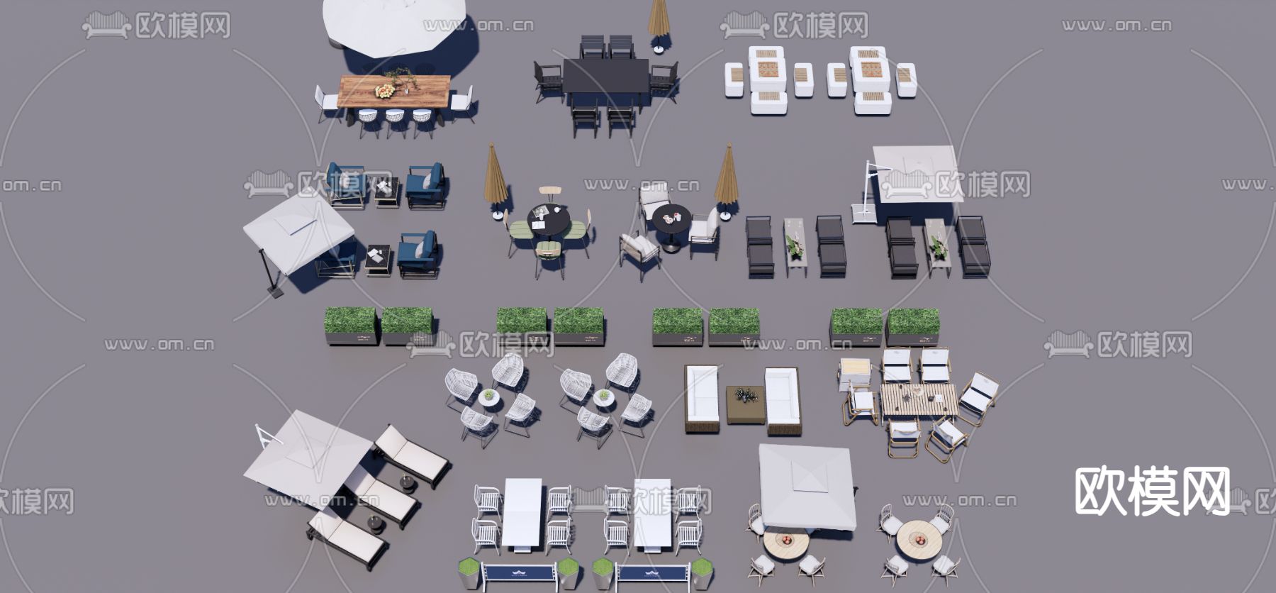 户外桌椅su模型下载（渲染图1）