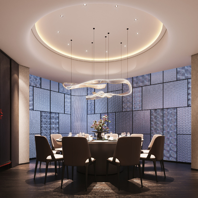  现代餐厅包房su模型 