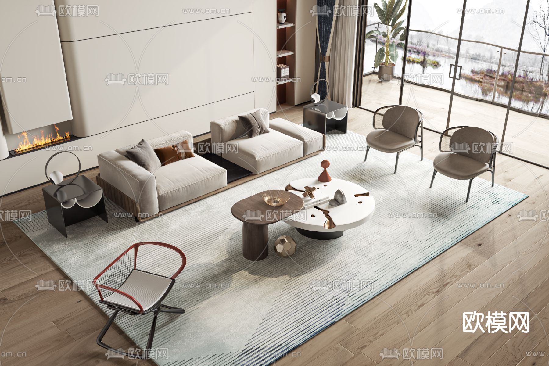 现代组合沙发3d模型下载