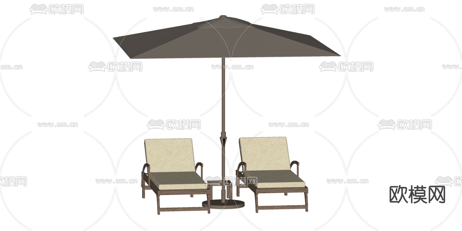 户外躺椅su模型下载（渲染图2）