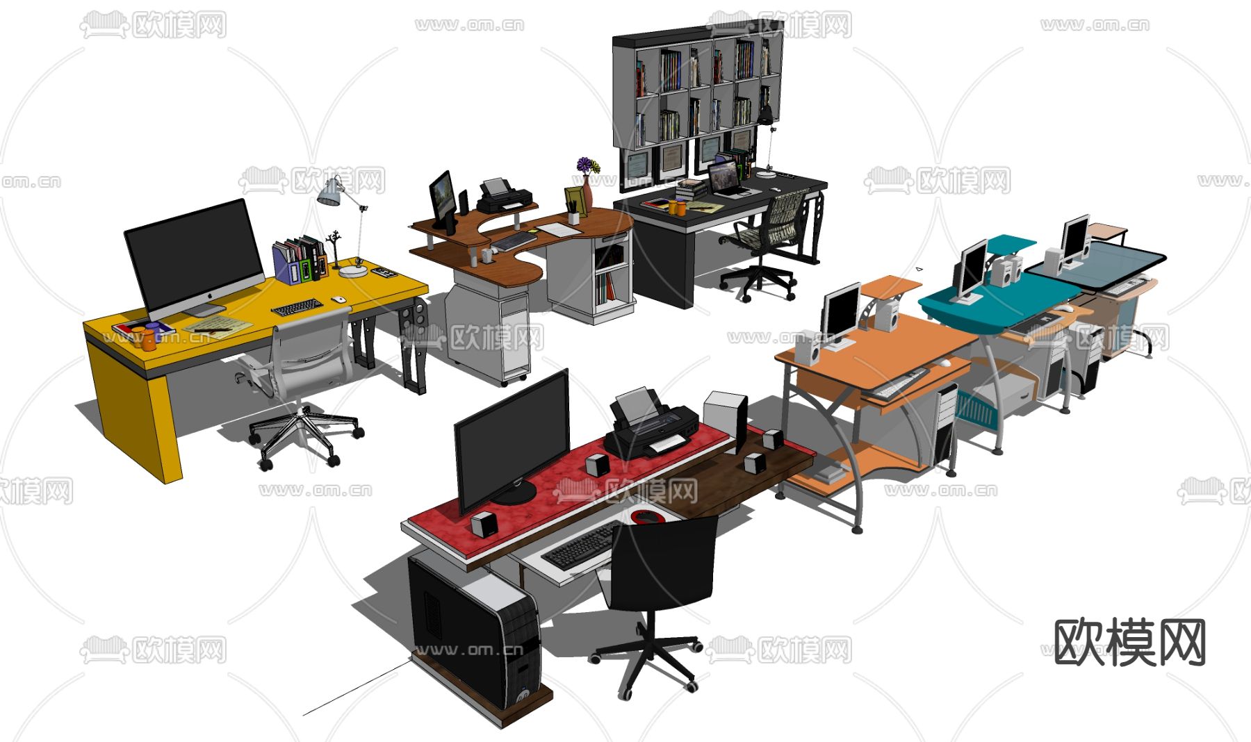 办公桌 工作台su模型下载（渲染图2）