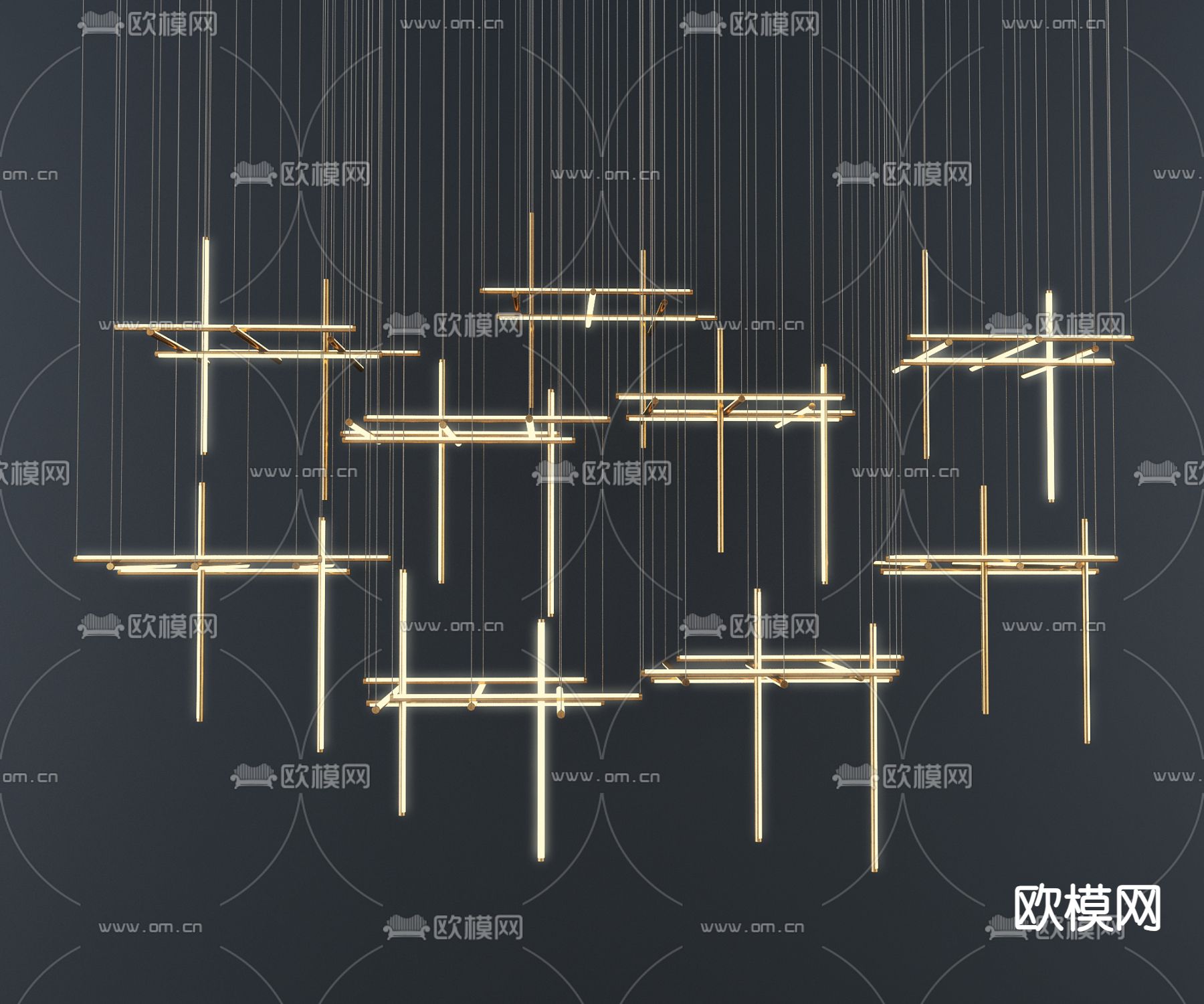 矩阵吊灯 装饰灯3d模型下载