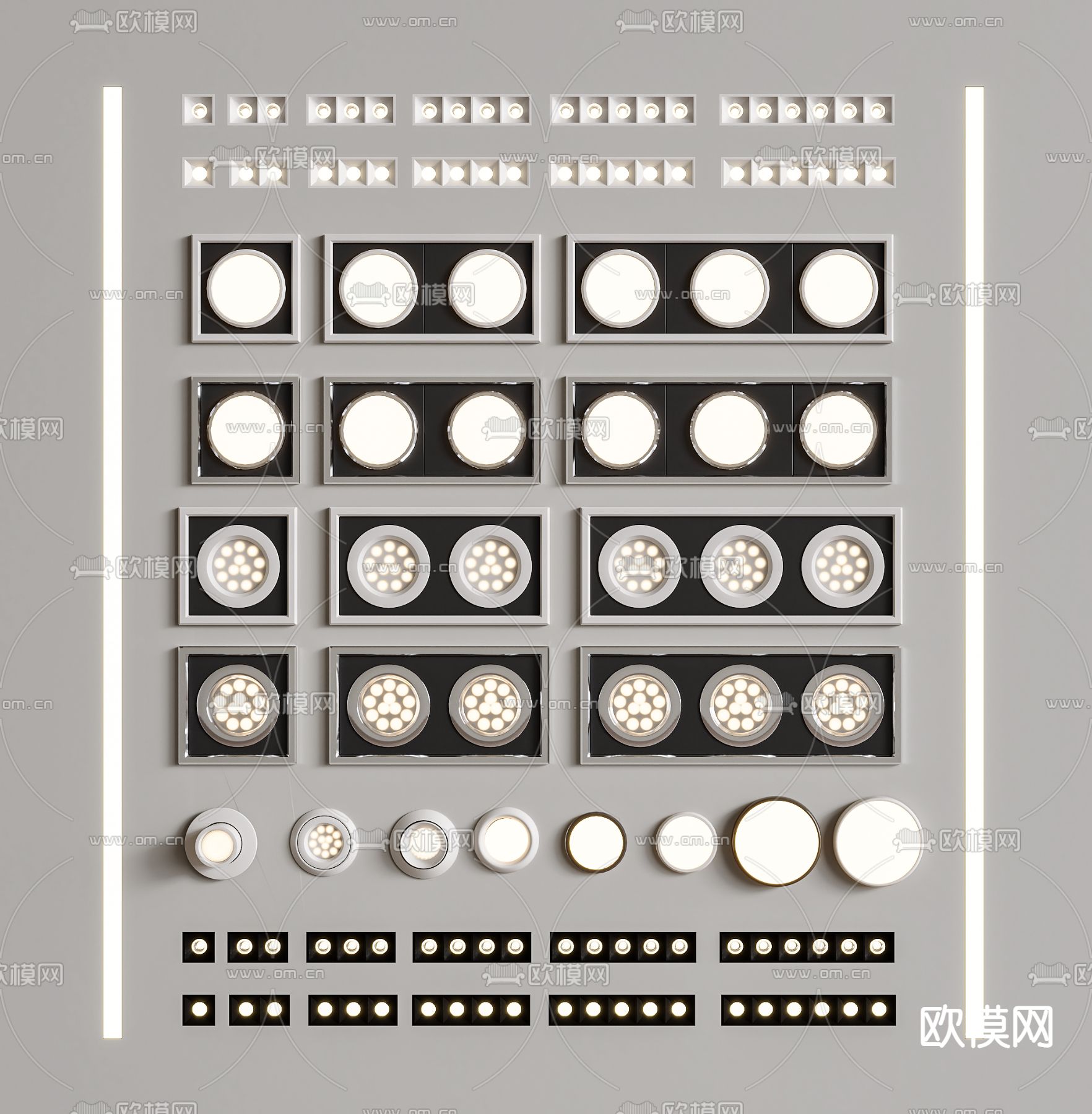 筒灯 防眩目射灯 格栅灯3d模型下载