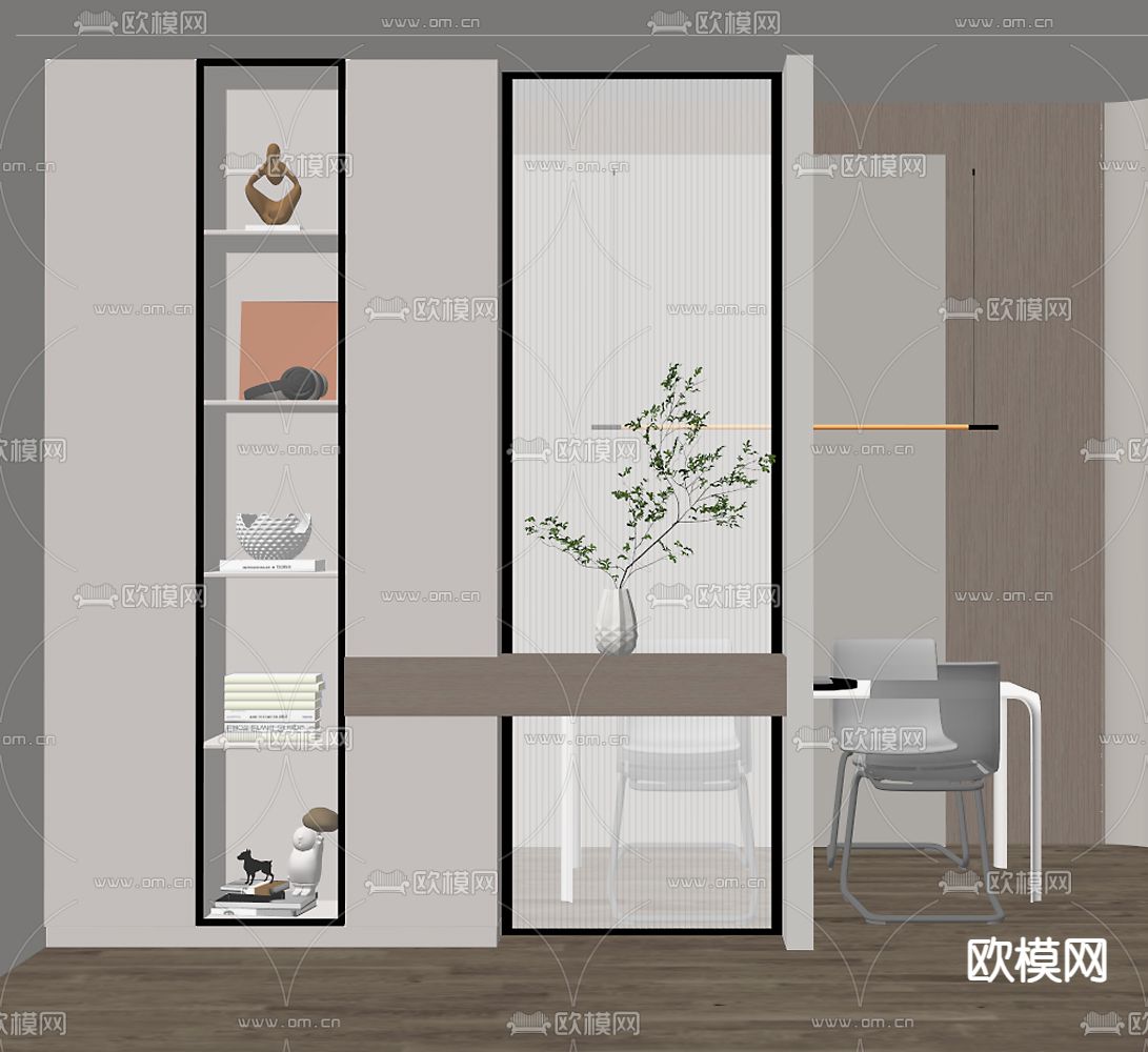 现代玄关隔断su模型下载（渲染图2）
