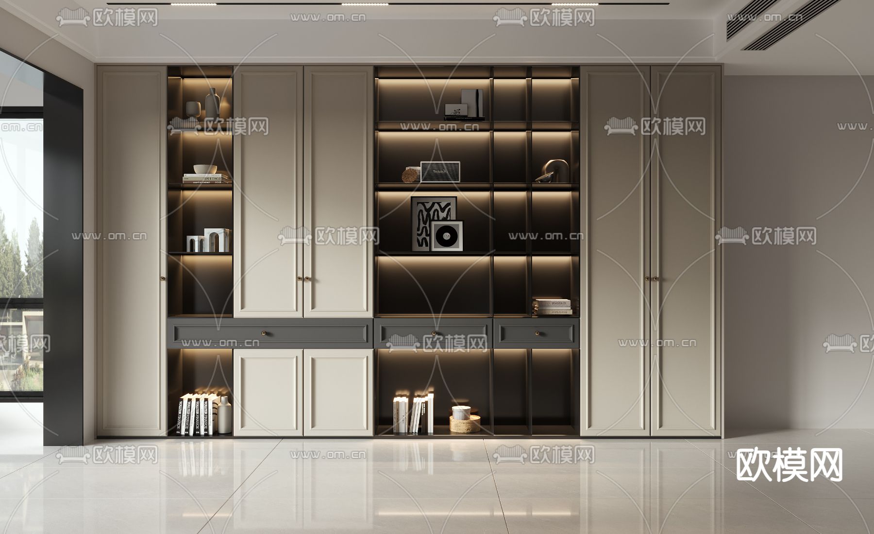 法式陈列柜 装饰柜 书柜3d模型下载