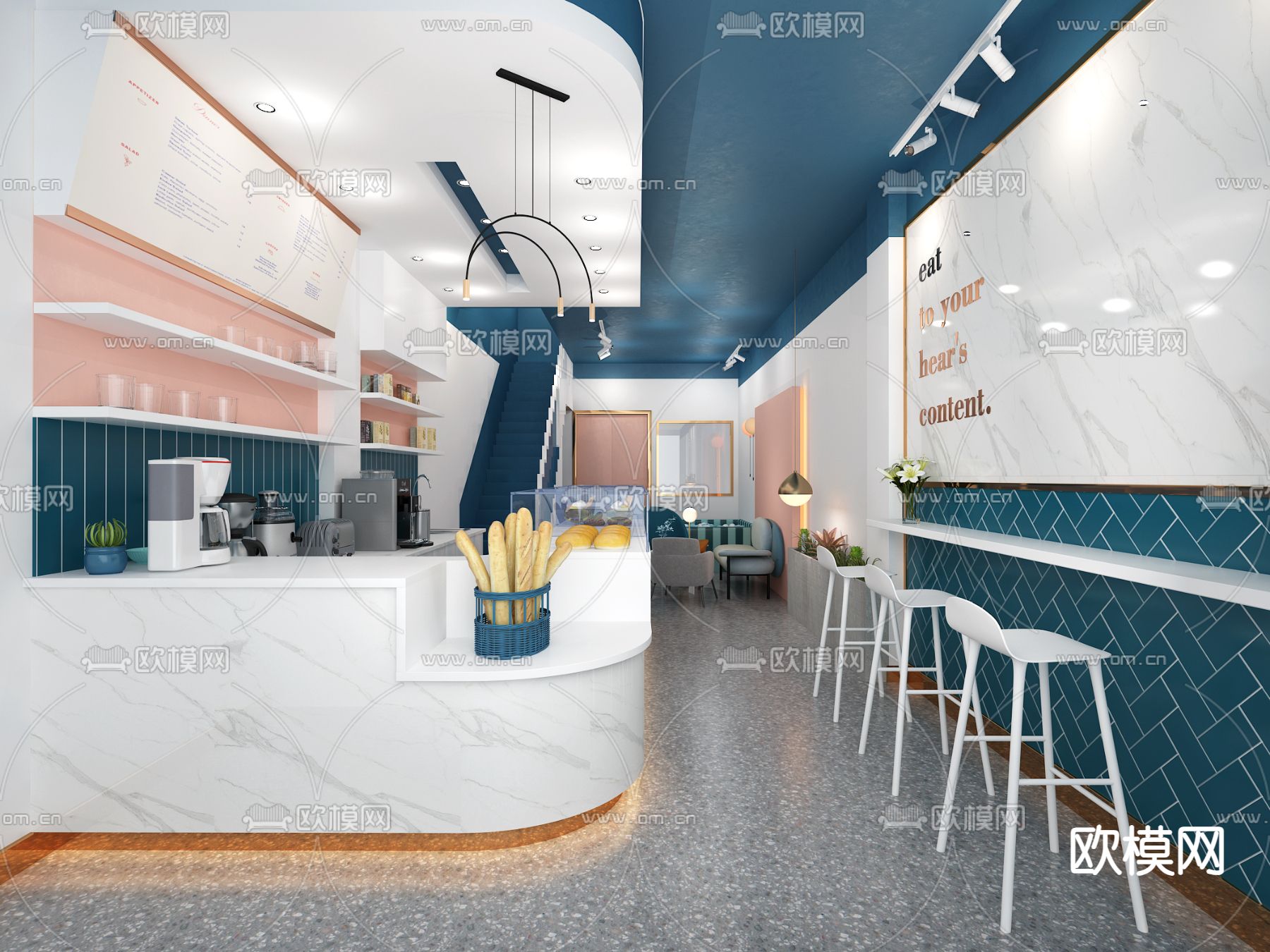 北欧奶茶店su模型下载（渲染图1）