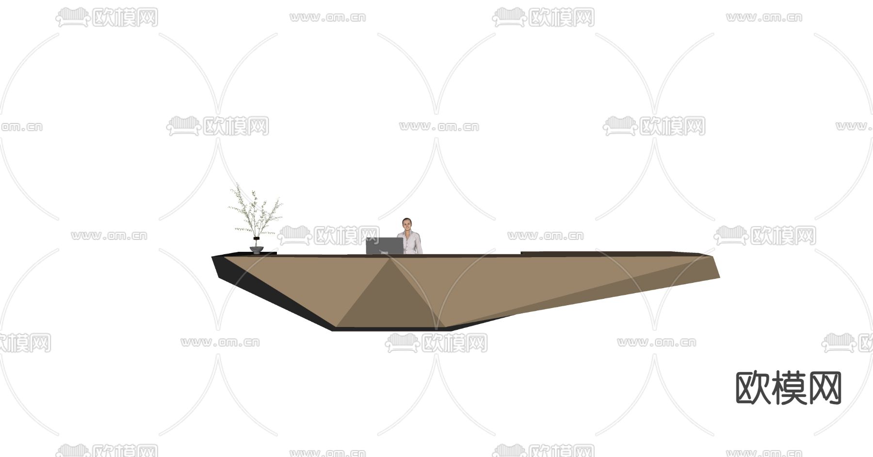 现代前台su模型下载（渲染图2）