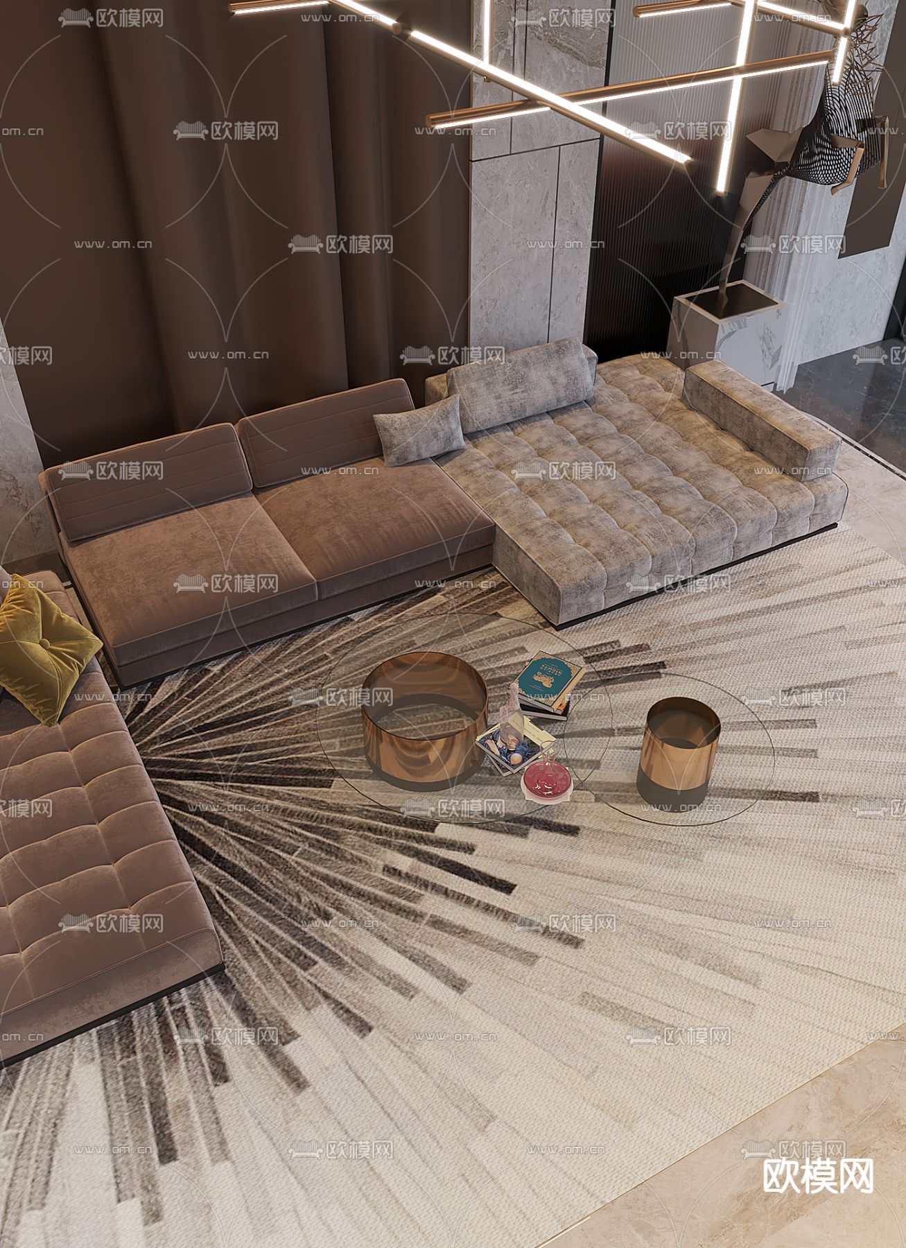 别墅客厅 别墅中空3d模型下载（渲染图8）