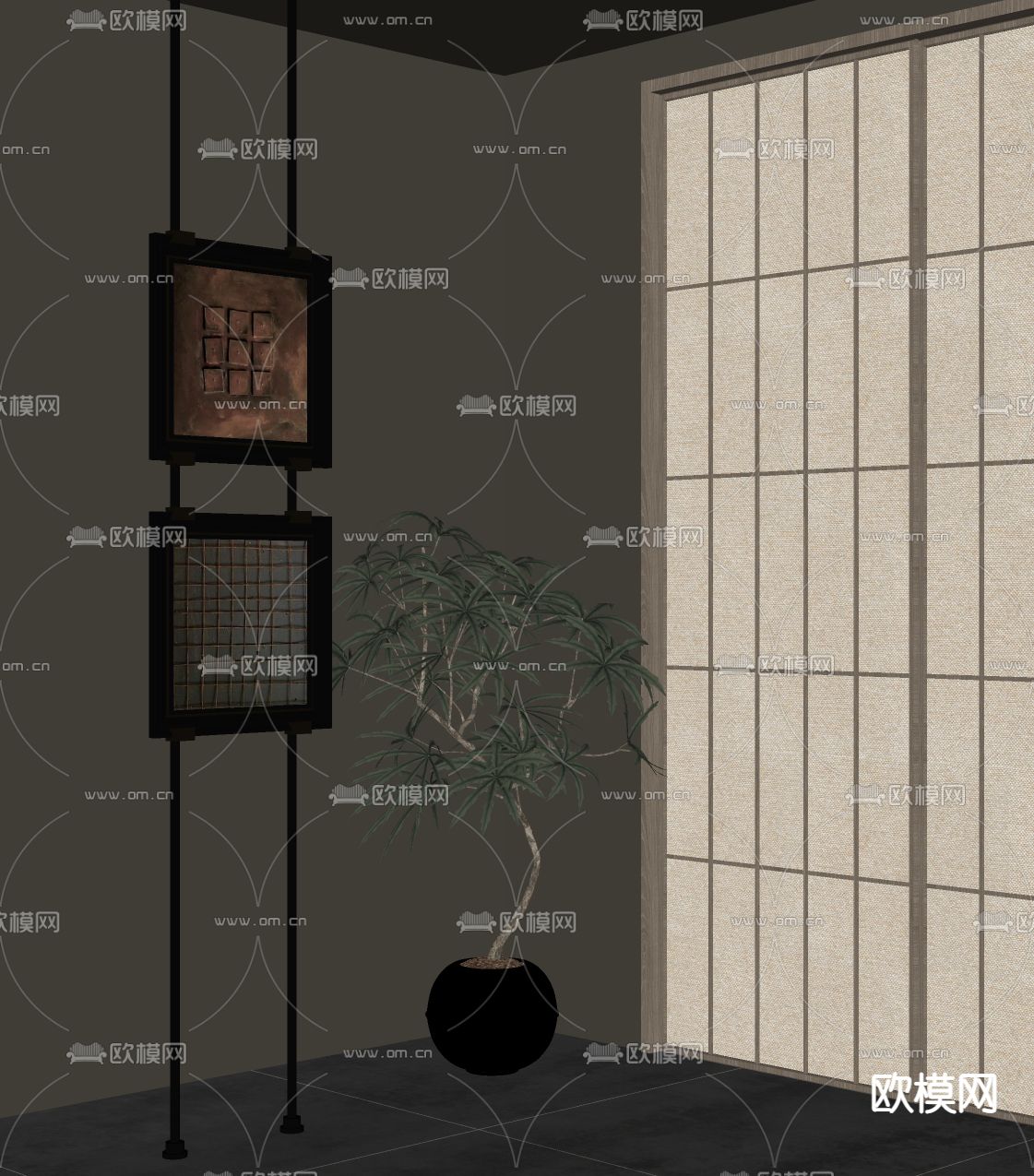 中古风装饰画su模型