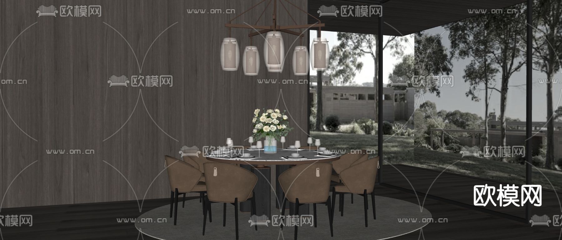 Minotti 米洛提 餐桌椅su模型下载（渲染图2）